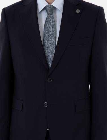 Lacivert Slim Fit Yün Takım Elbise