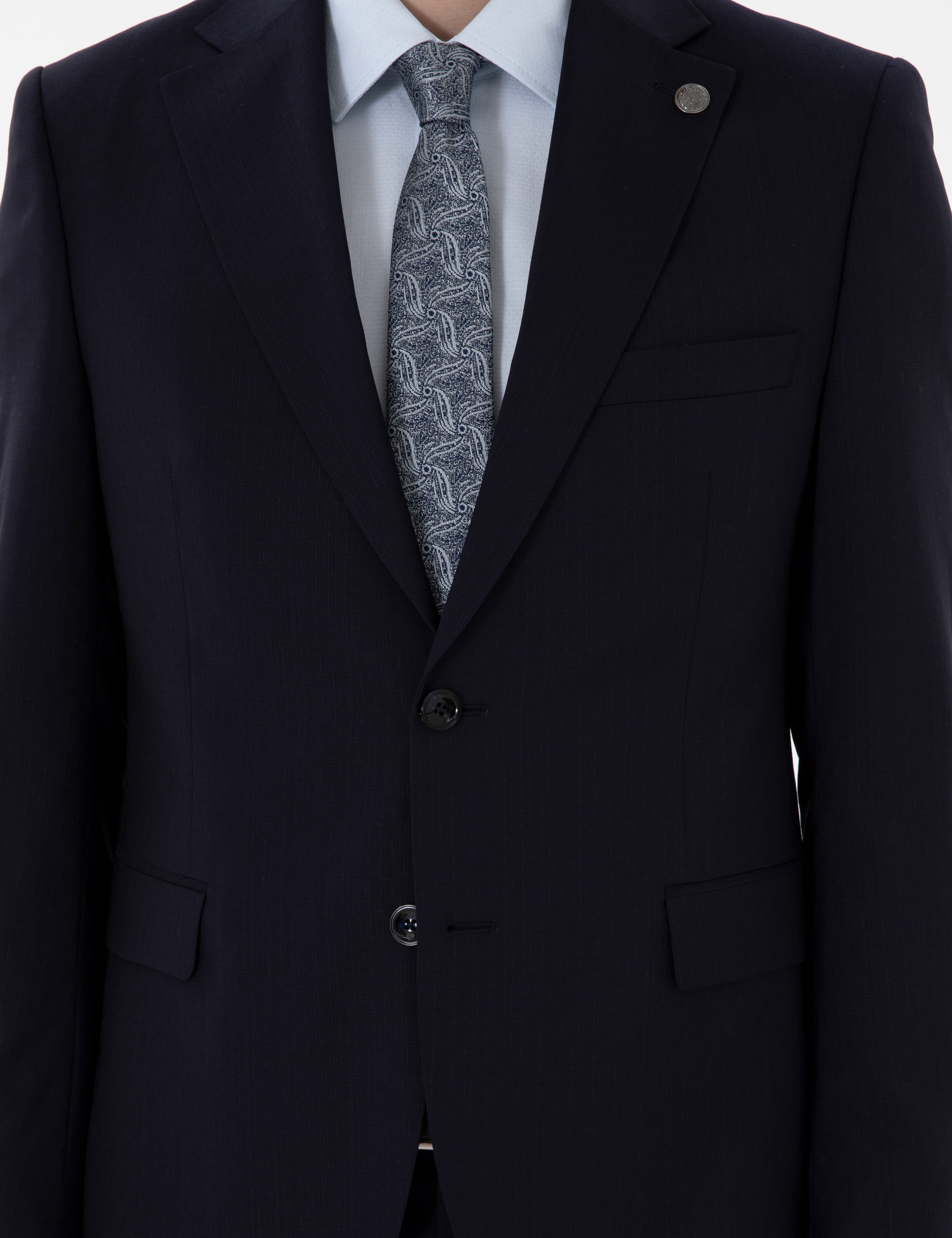 Lacivert Slim Fit Yün Takım Elbise - Image 7
