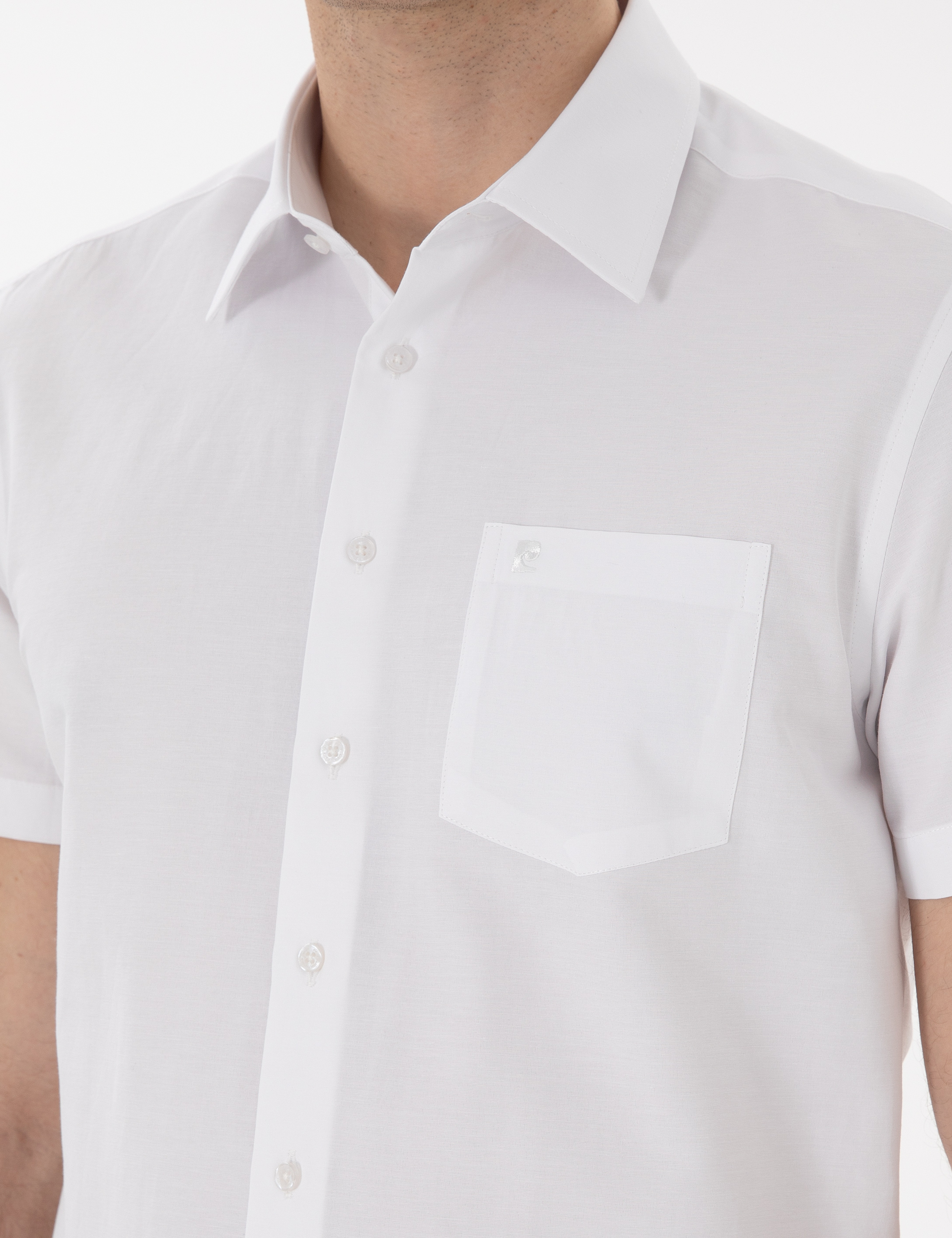 Beyaz Basic Regular Fit Kısa Kollu Cepli Gömlek - Image 7