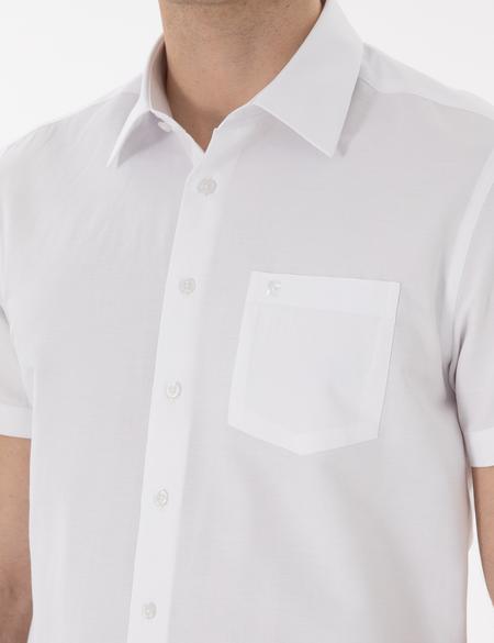 Beyaz Basic Regular Fit Kısa Kollu Cepli Gömlek - 50307003010