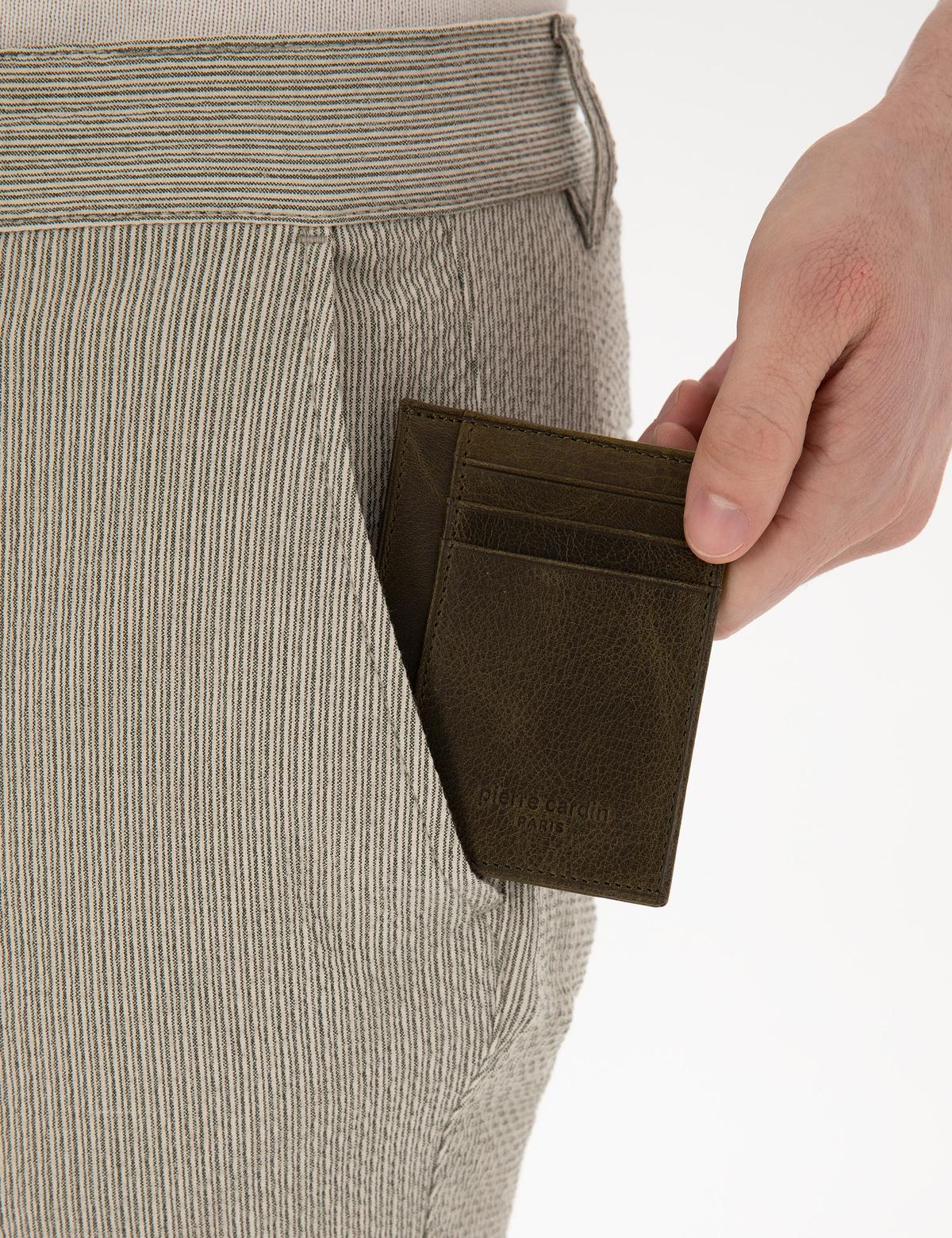 Erkek Haki Deri Kartlık