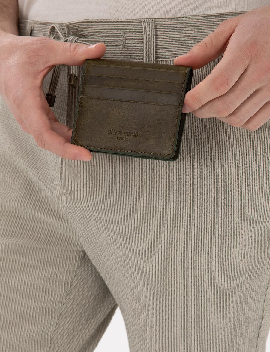 Erkek Haki Deri Cüzdan