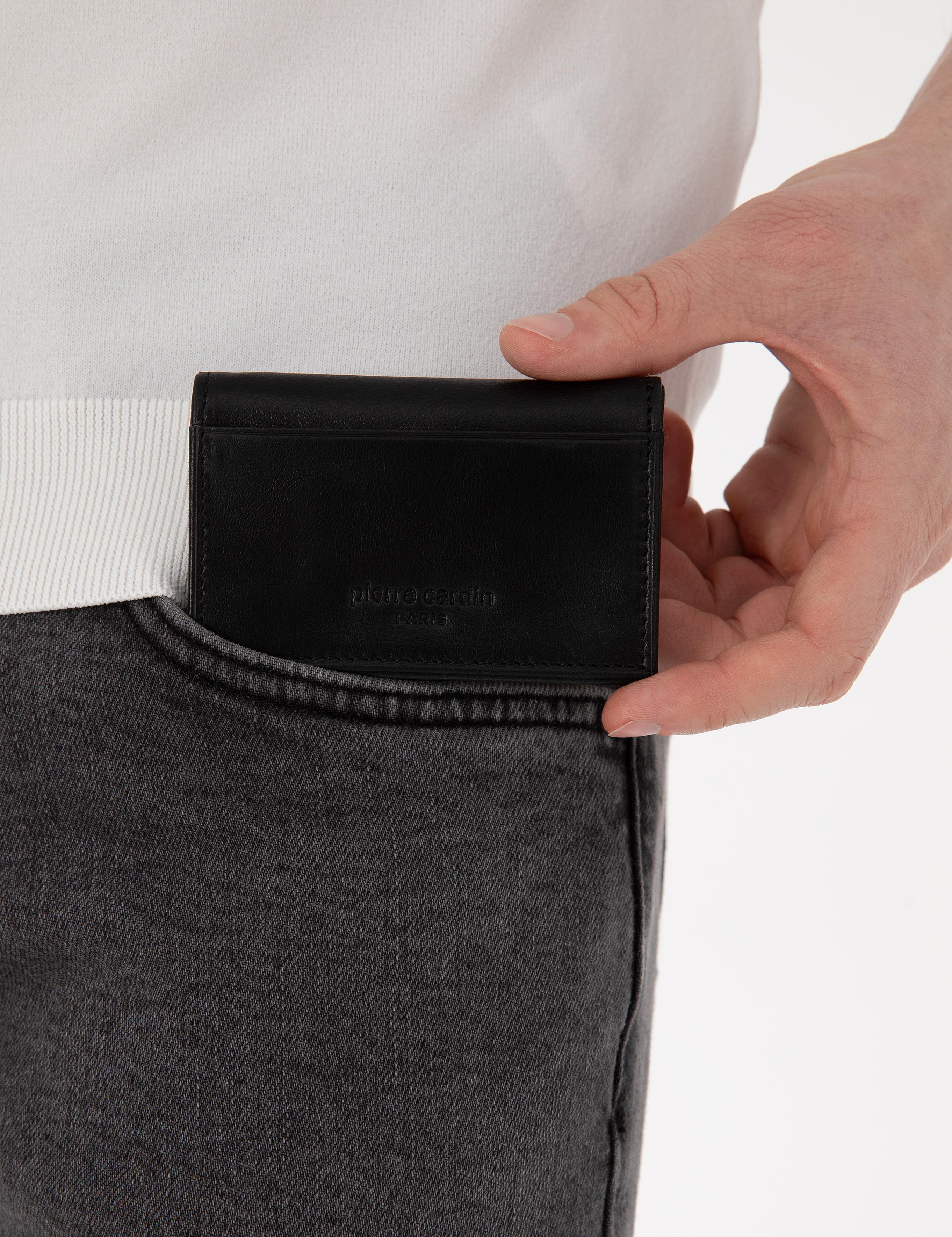 Erkek Siyah Deri Kartlık