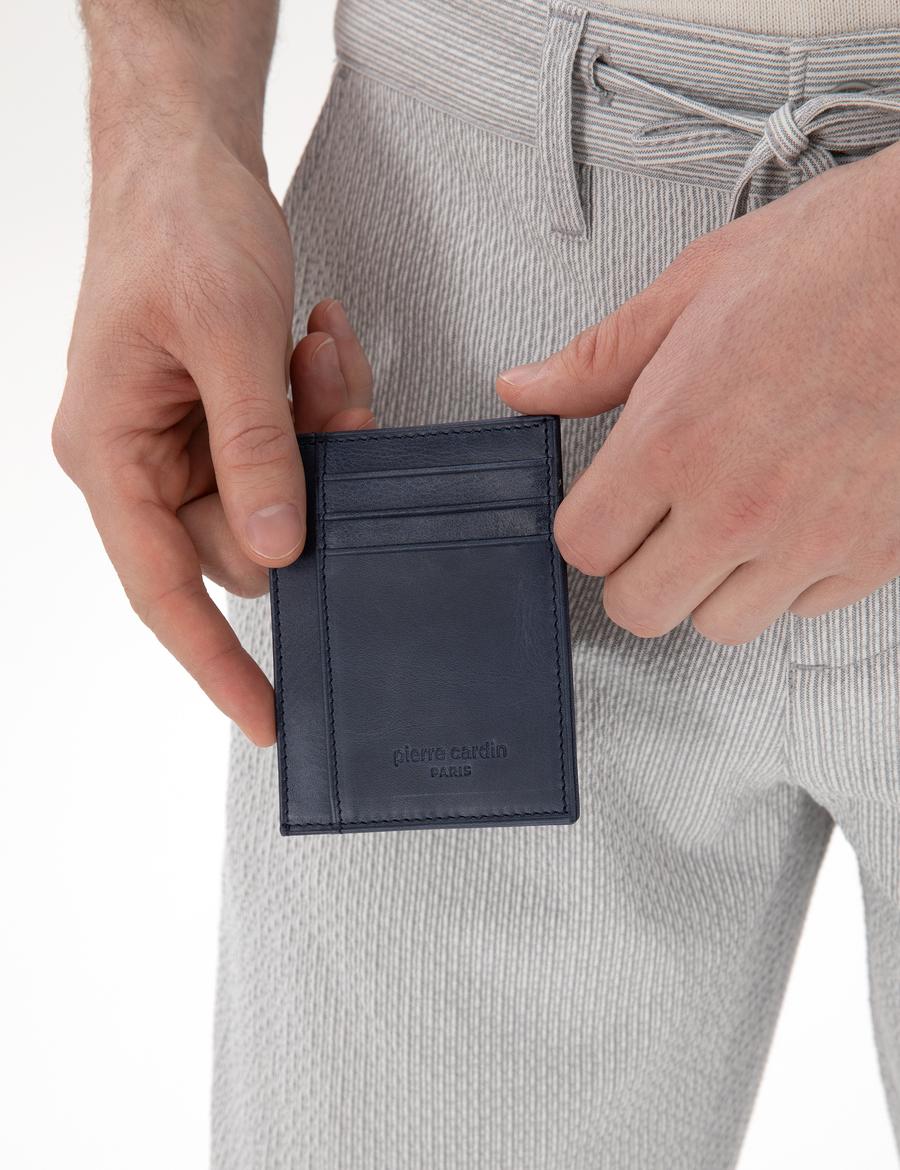 Erkek Lacivert Deri Kartlık