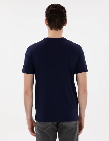 Lacivert Slim Fit %100 Pamuk Merserize Basic Tişört