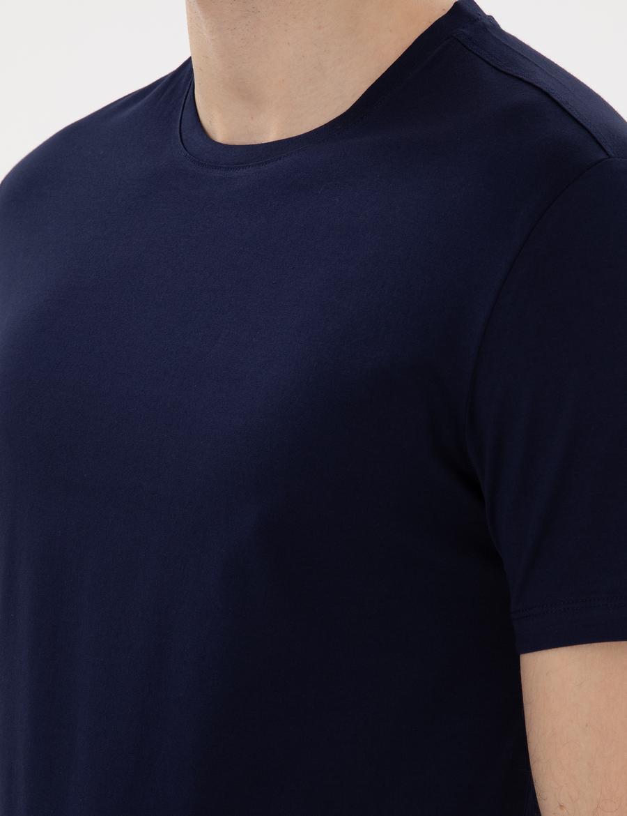 Lacivert Slim Fit Merserize Basic Tişört
