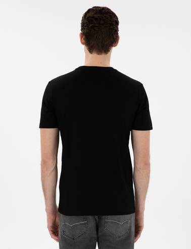 Siyah Slim Fit %100 Pamuk Merserize Basic Tişört