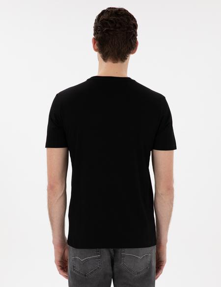 Siyah Slim Fit Merserize Basic Tişört - 50302560017