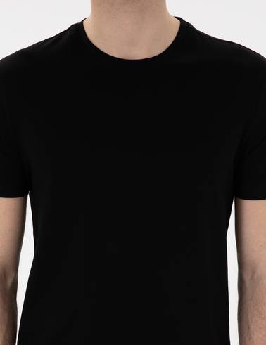 Siyah Slim Fit %100 Pamuk Merserize Basic Tişört