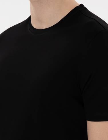 Siyah Slim Fit %100 Pamuk Merserize Basic Tişört