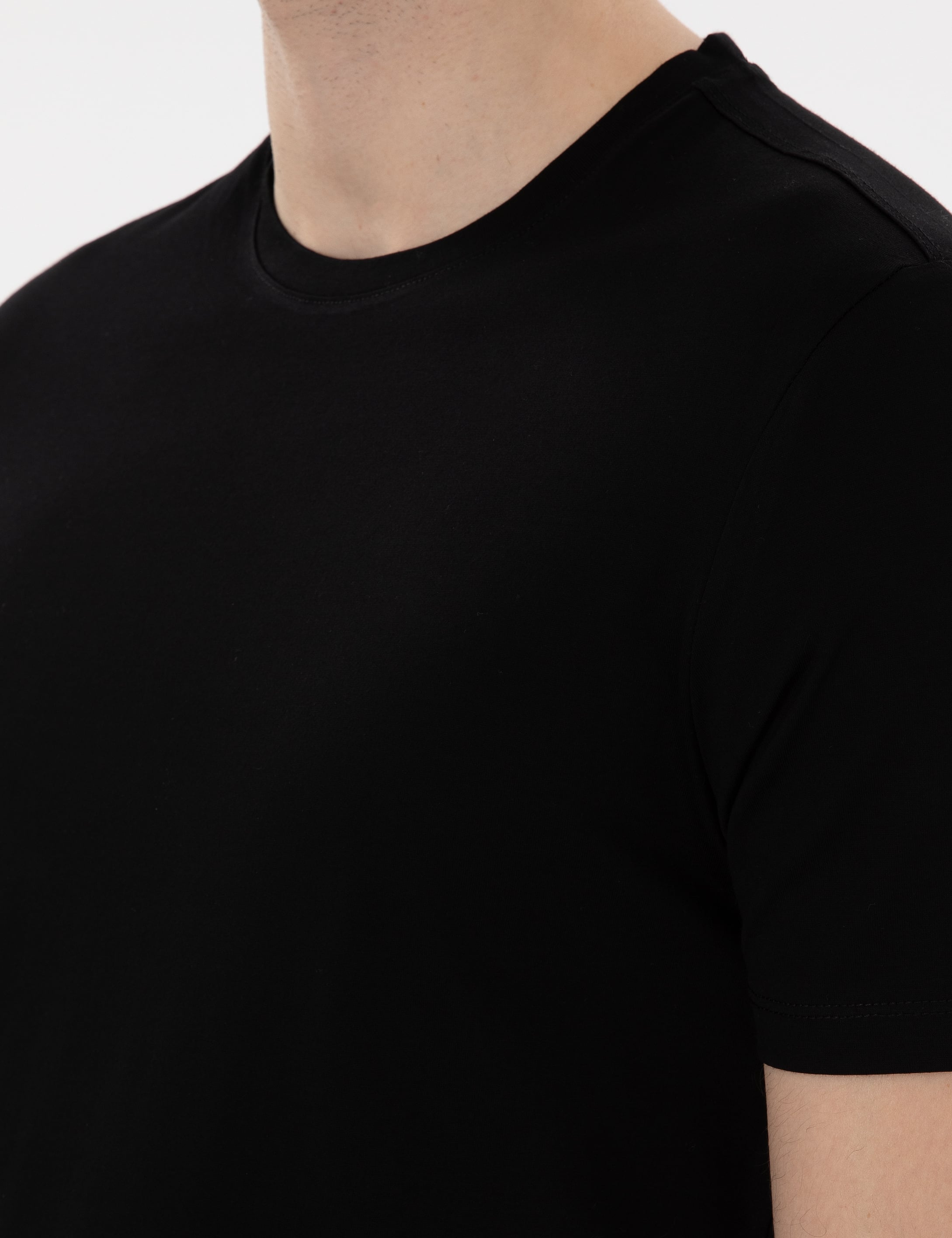 Siyah Slim Fit %100 Pamuk Merserize Basic Tişört - Image 7