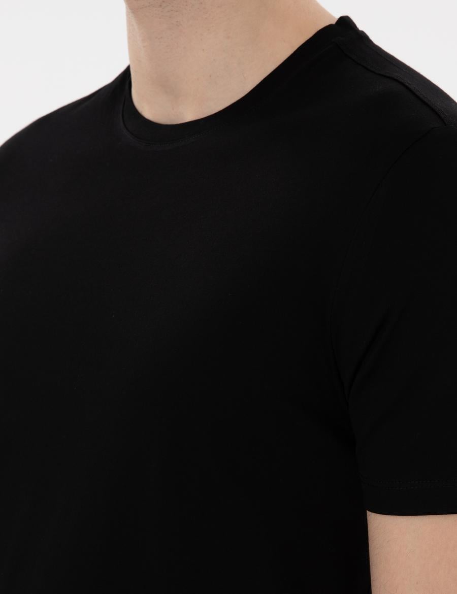 Siyah Slim Fit Merserize Basic Tişört