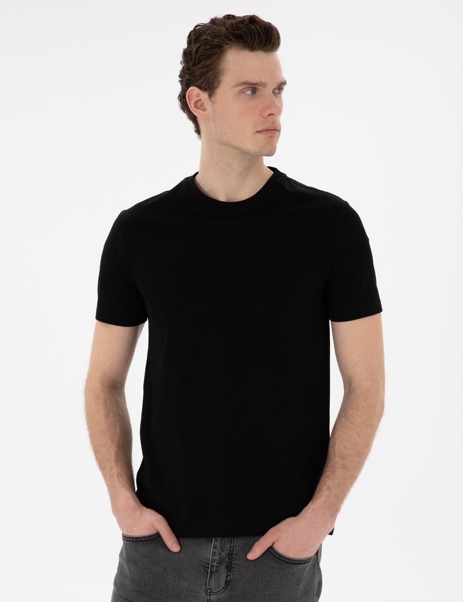 Siyah Slim Fit Merserize Basic Tişört