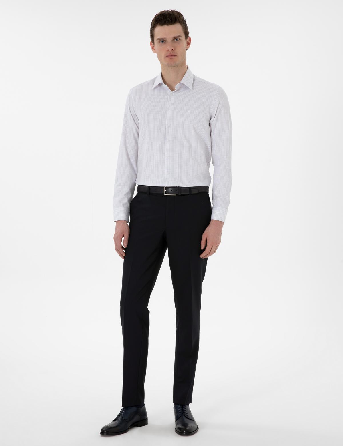 Gri Slim Fit Kareli Uzun Kollu Gömlek - 50304550007