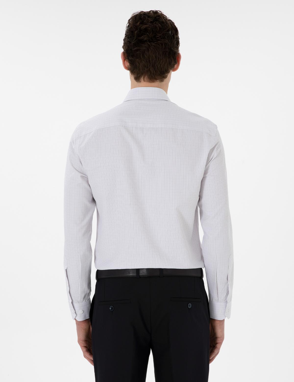 Gri Slim Fit Kareli Uzun Kollu Gömlek - 50304550007