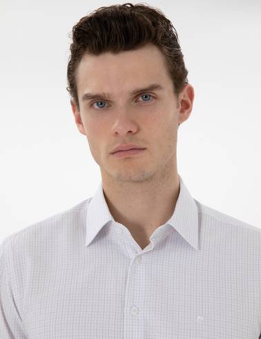Gri Slim Fit Kareli Uzun Kollu Gömlek