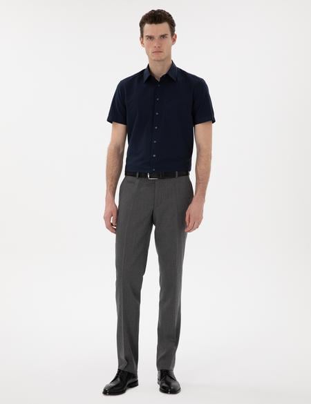 Lacivert Basic Regular Fit Kısa Kollu Cepli Gömlek - 50307003025