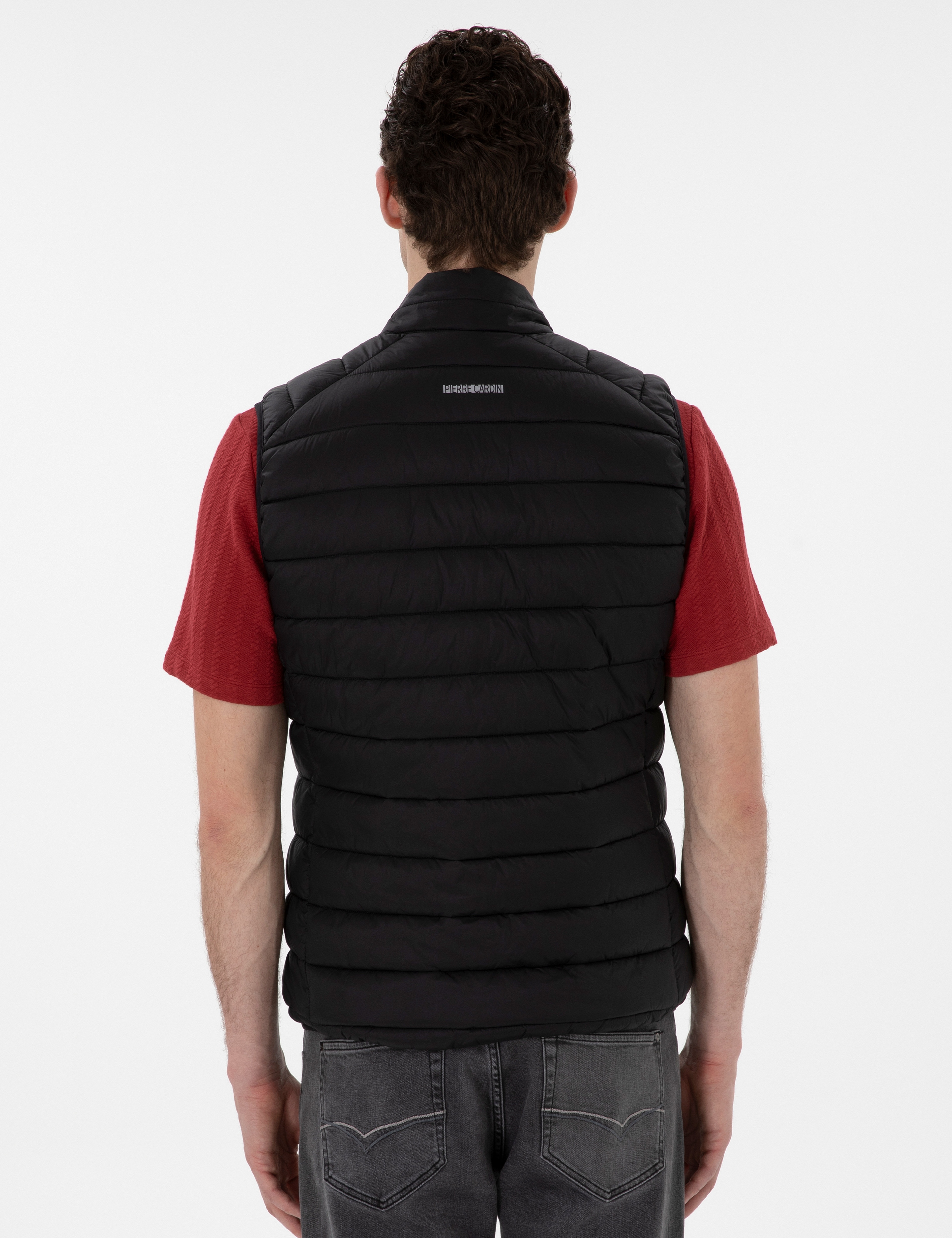 Siyah Cropped Slim Yelek - Image 5