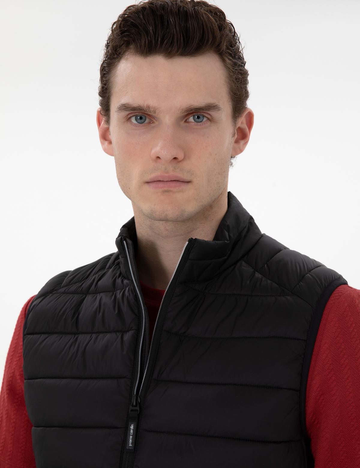 Siyah Cropped Slim Yelek - 50302531061