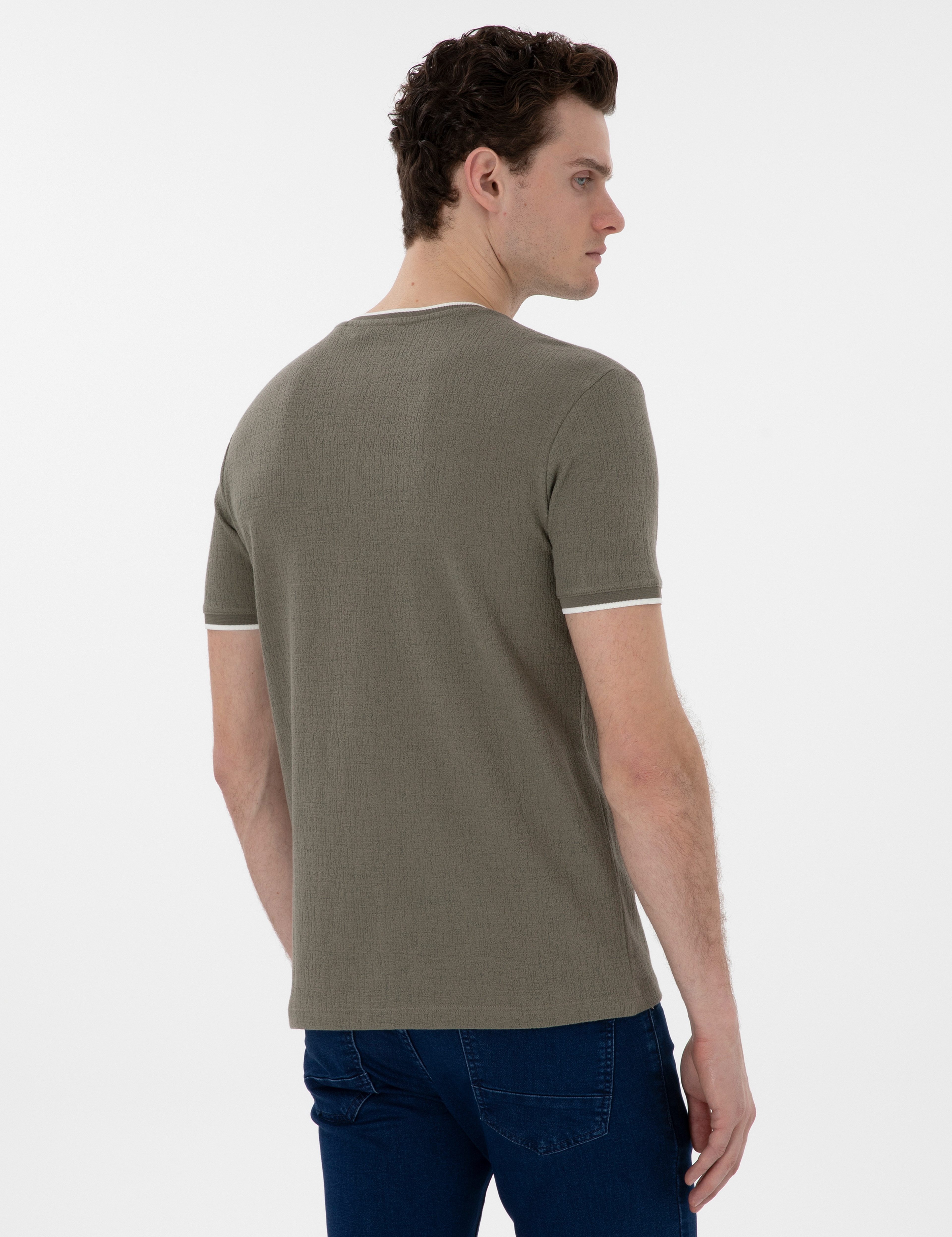 Haki Slim Fit Tişört - Image 5