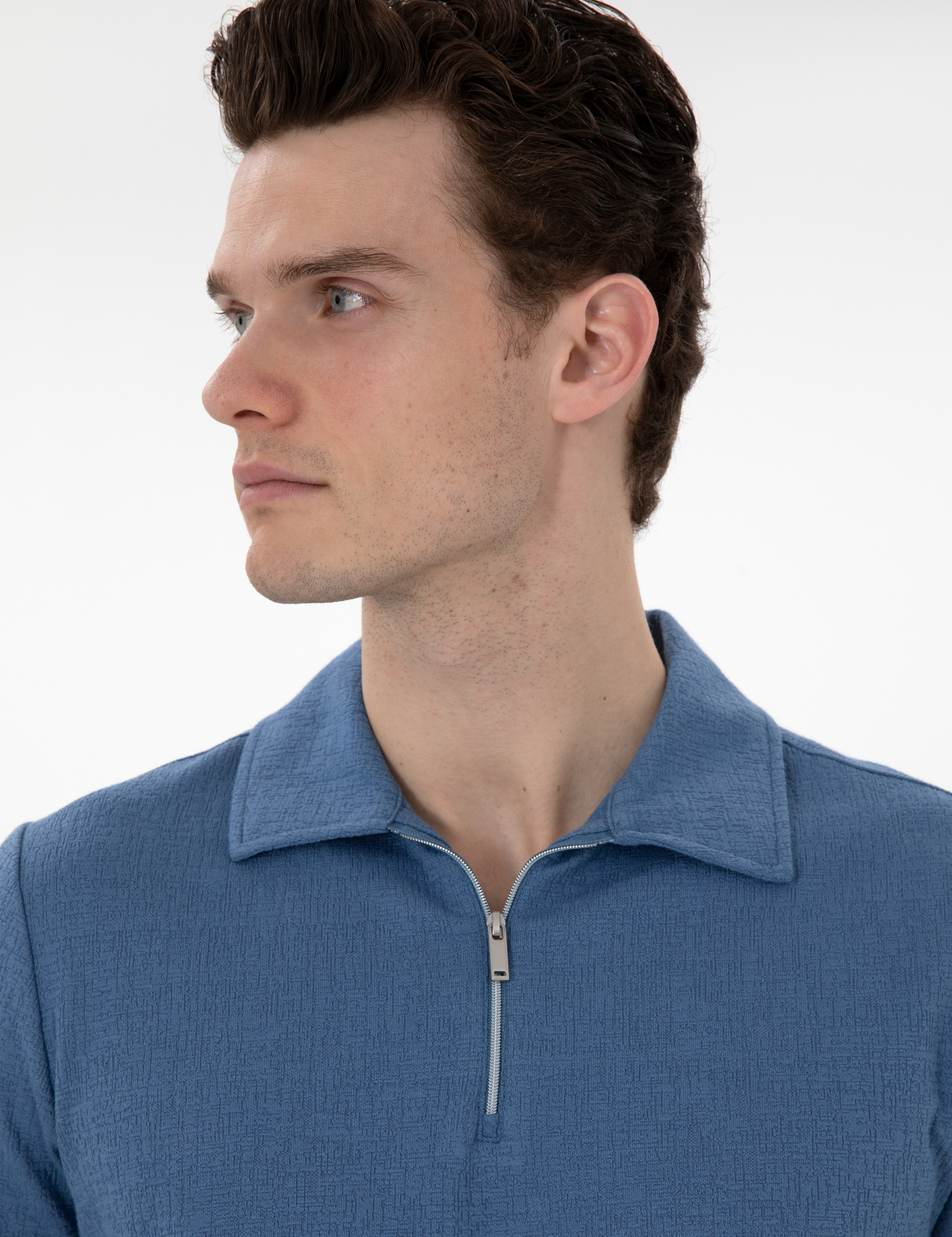 Mavi Slim Fit Tişört - Image 2
