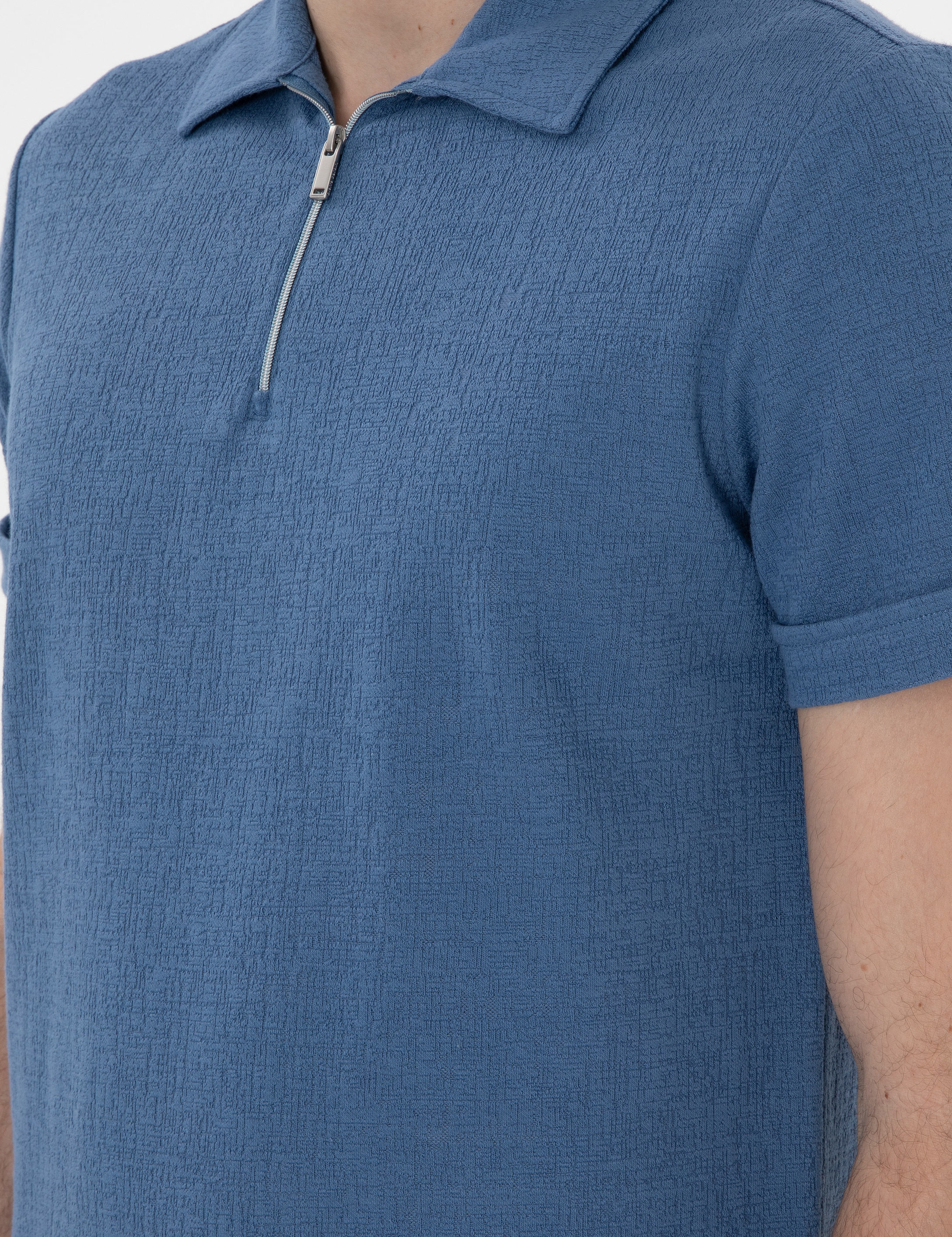 Mavi Slim Fit Tişört - Image 7