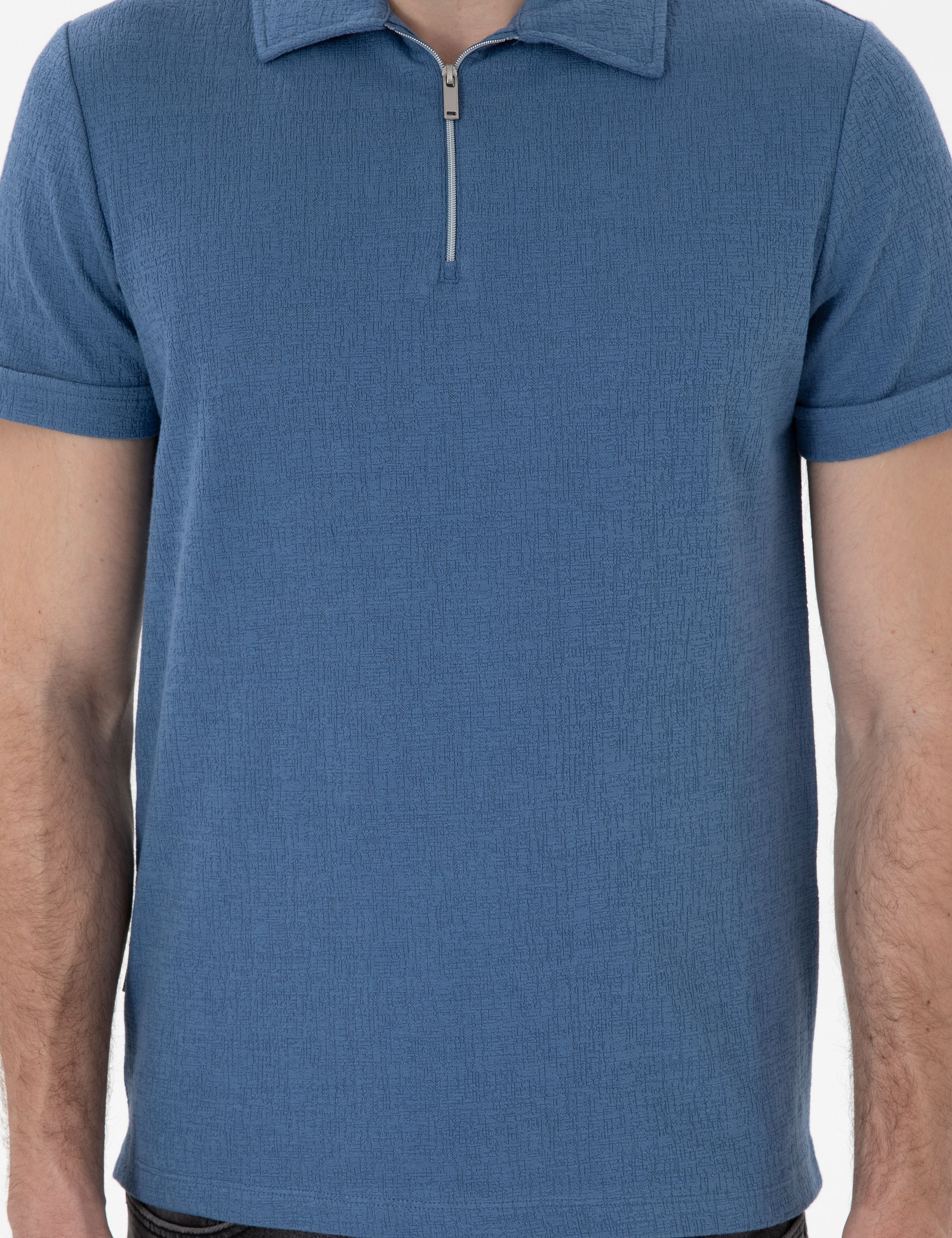 Mavi Slim Fit Tişört - Image 6