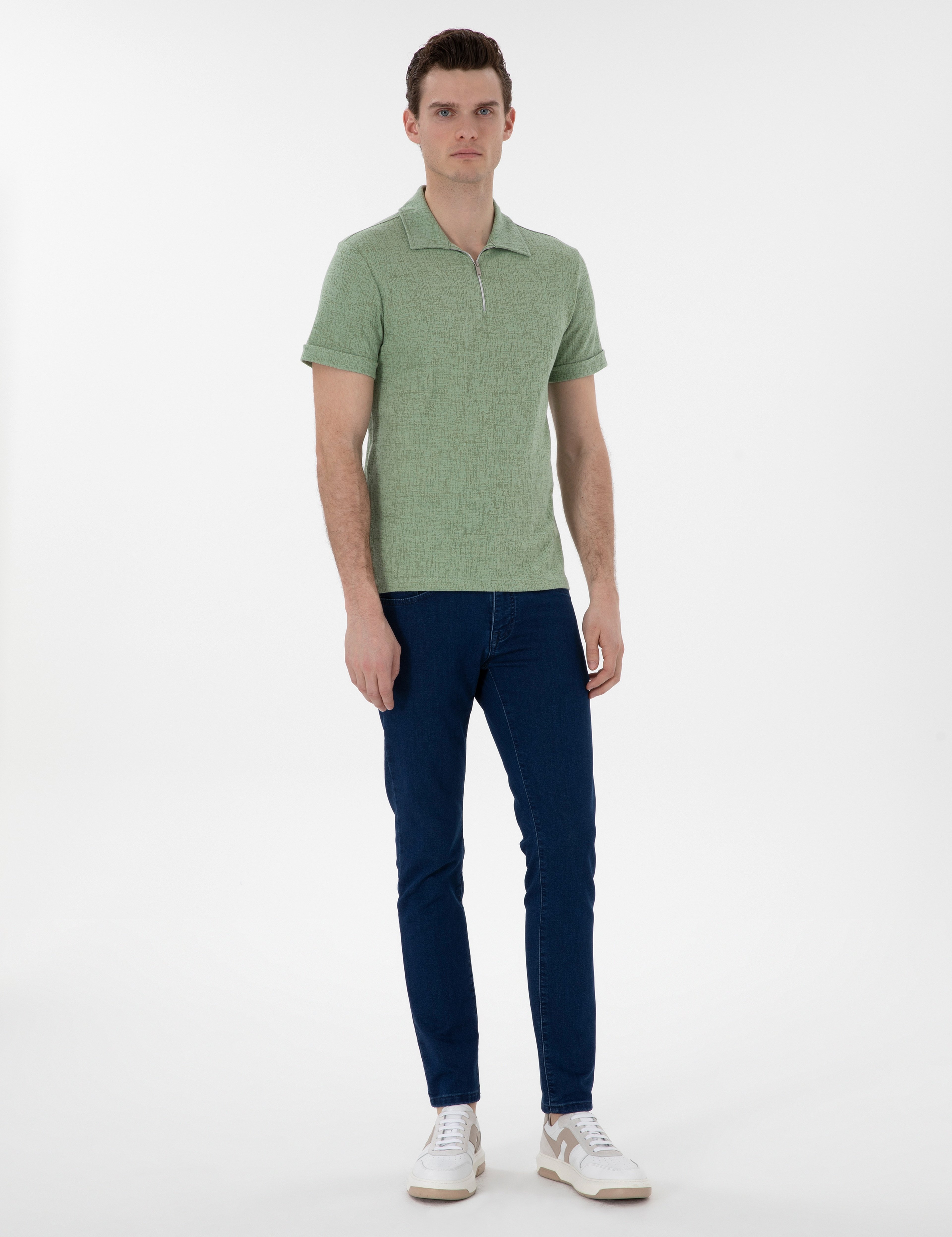 Açık Haki Slim Fit Tişört - Image 4