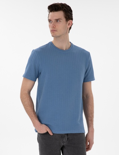 Mavi Regular Fit Bisiklet Yaka Tişört