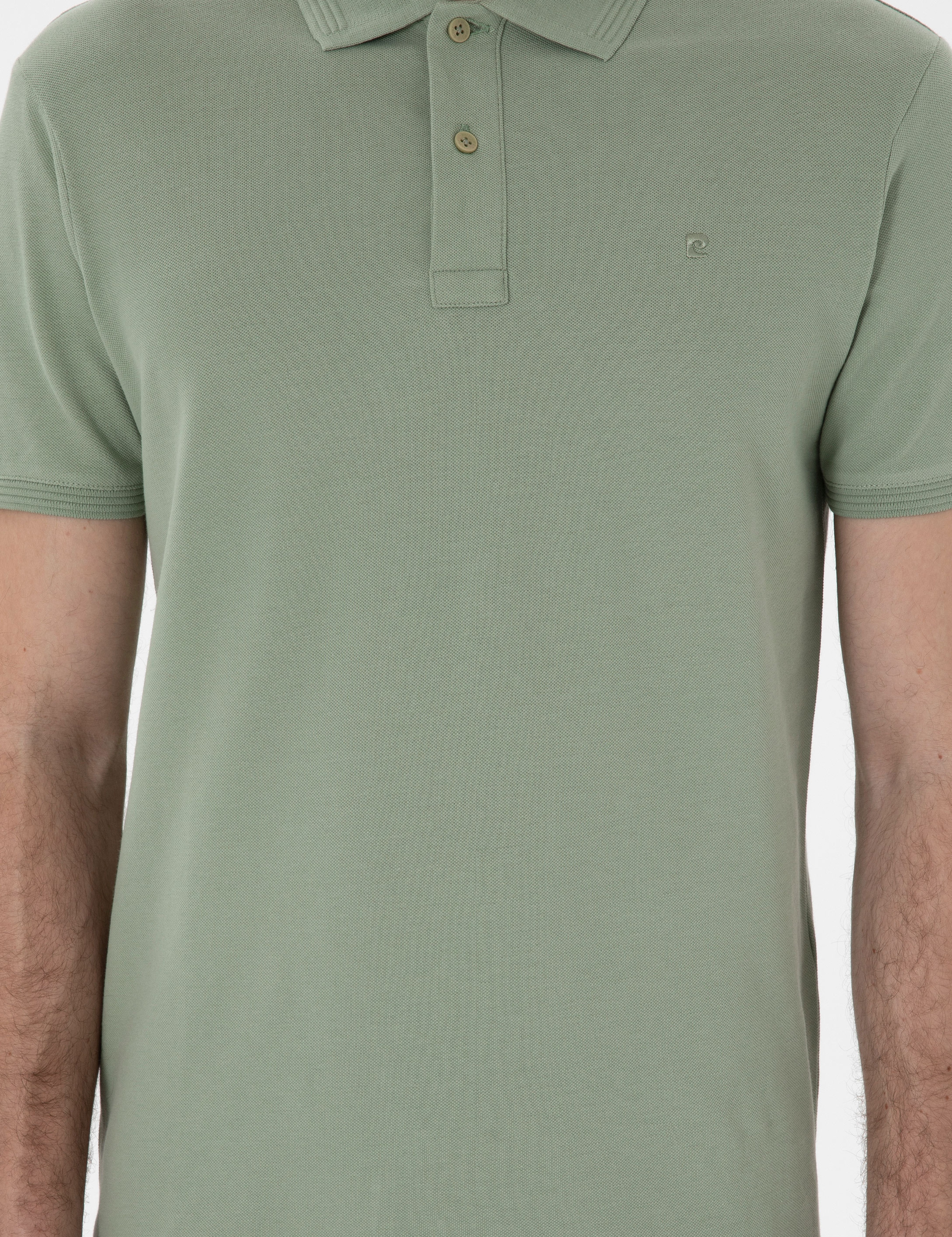 Çağla Yeşili Slim Fit Kıvrılmaz Polo Yaka Basic Tişört - Image 6
