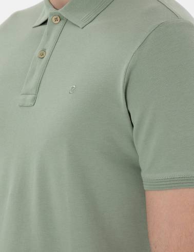 Çağla Yeşili Slim Fit Kıvrılmaz Polo Yaka Basic Tişört