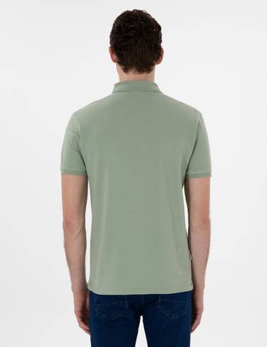 Çağla Yeşili Slim Fit Kıvrılmaz Polo Yaka Basic Tişört