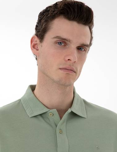 Çağla Yeşili Slim Fit Kıvrılmaz Polo Yaka Basic Tişört