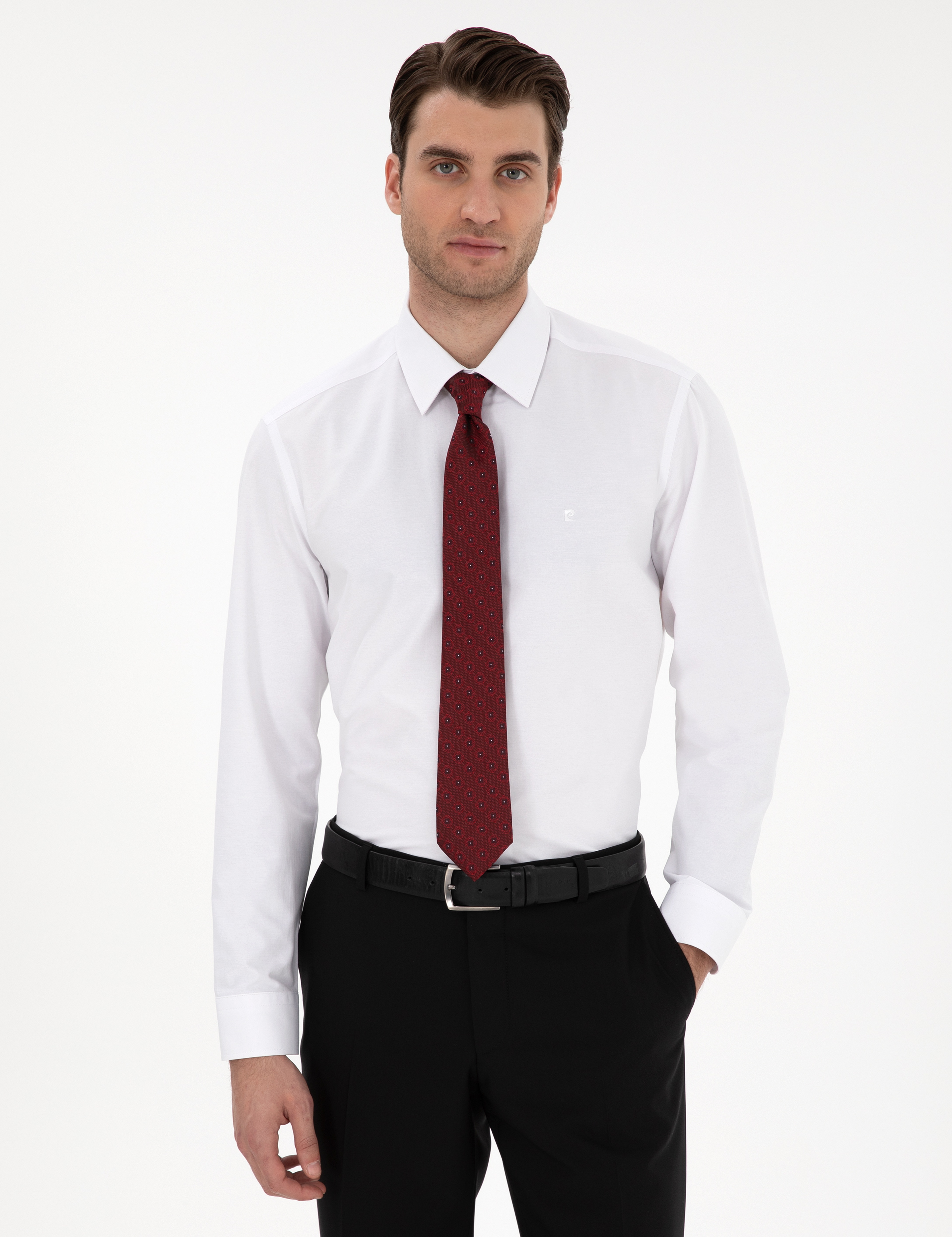 Beyaz Regular Fit Uzun Kollu Basic Gömlek - Image 1