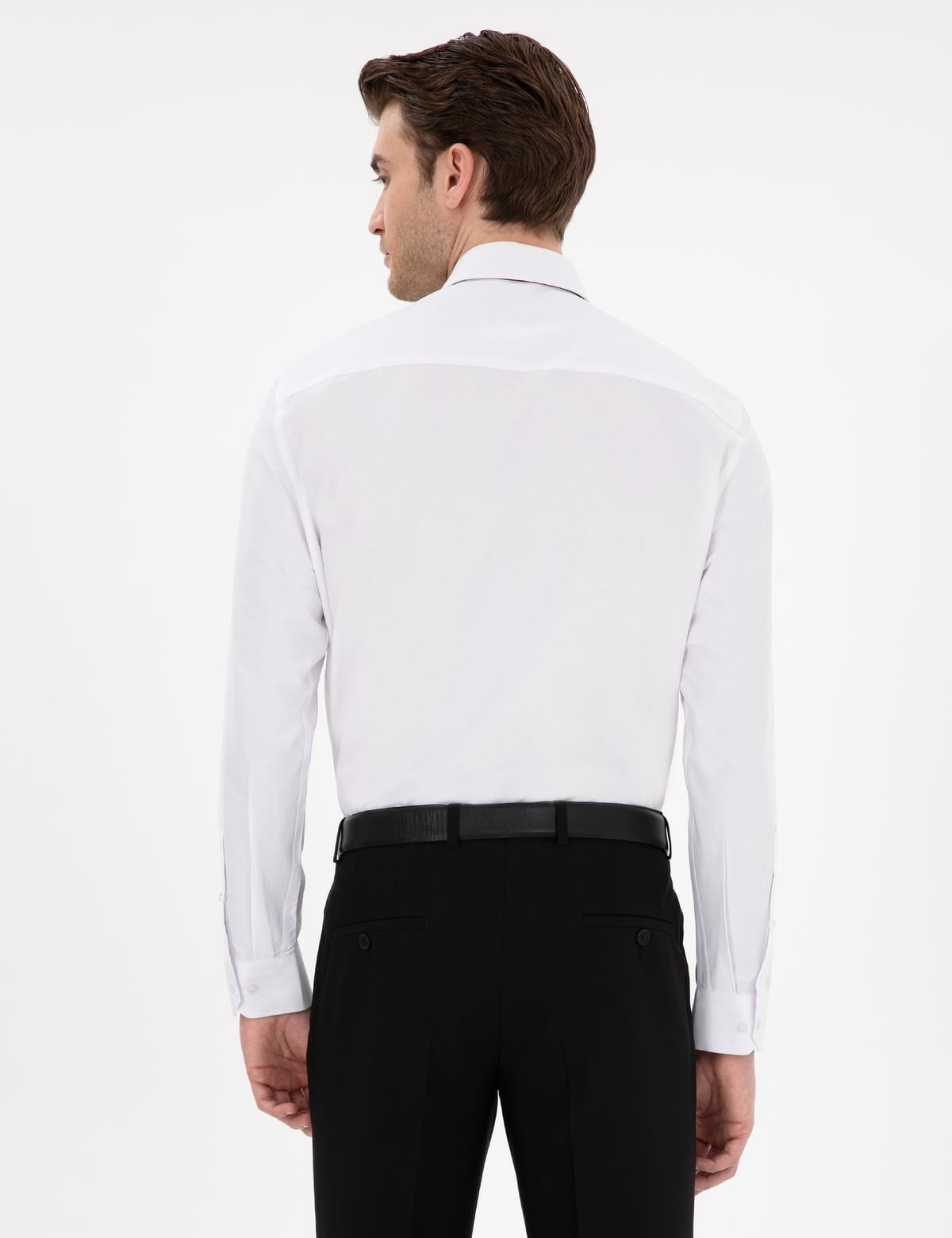 Beyaz Regular Fit Uzun Kollu Basic Gömlek - 50307198034