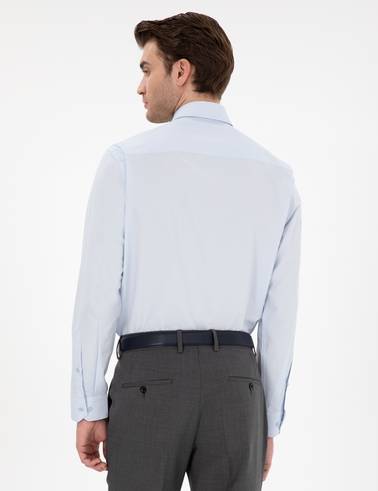 Açık Mavi Regular Fit Uzun Kollu Basic Gömlek