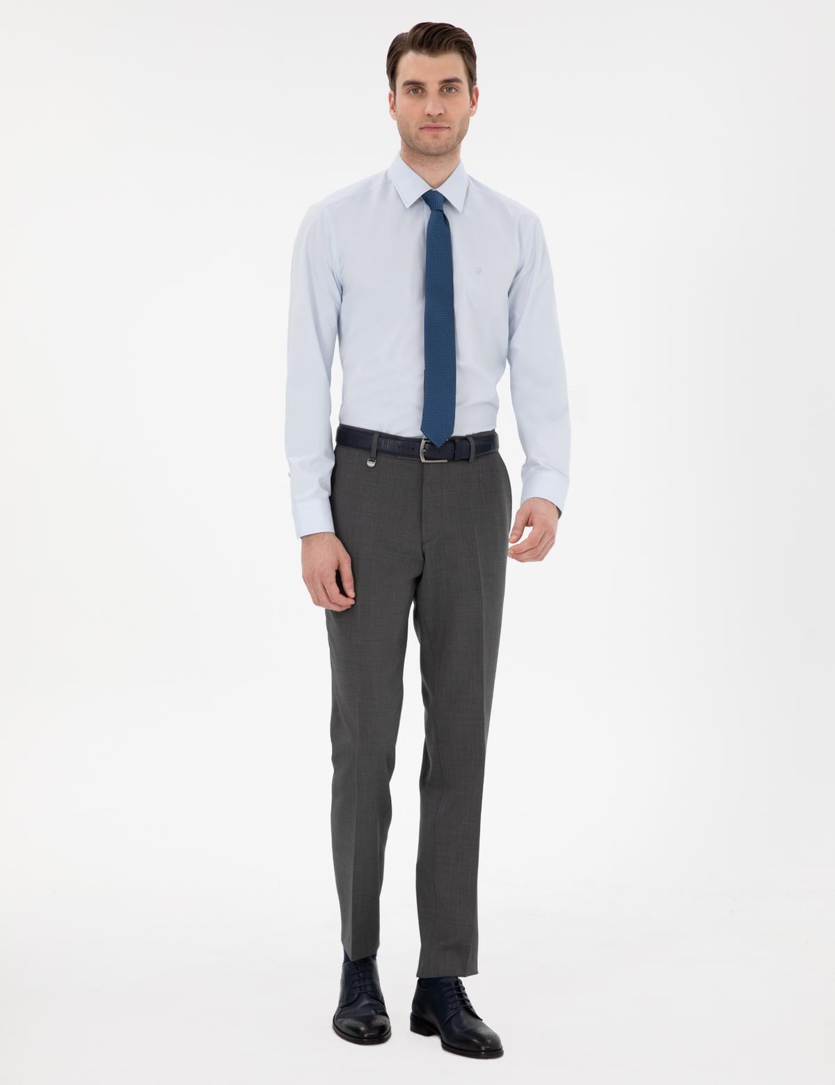 Açık Mavi Regular Fit Uzun Kollu Basic Gömlek - 50307198043