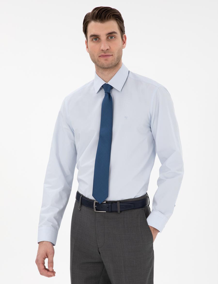 Açık Mavi Regular Fit Uzun Kollu Basic Gömlek