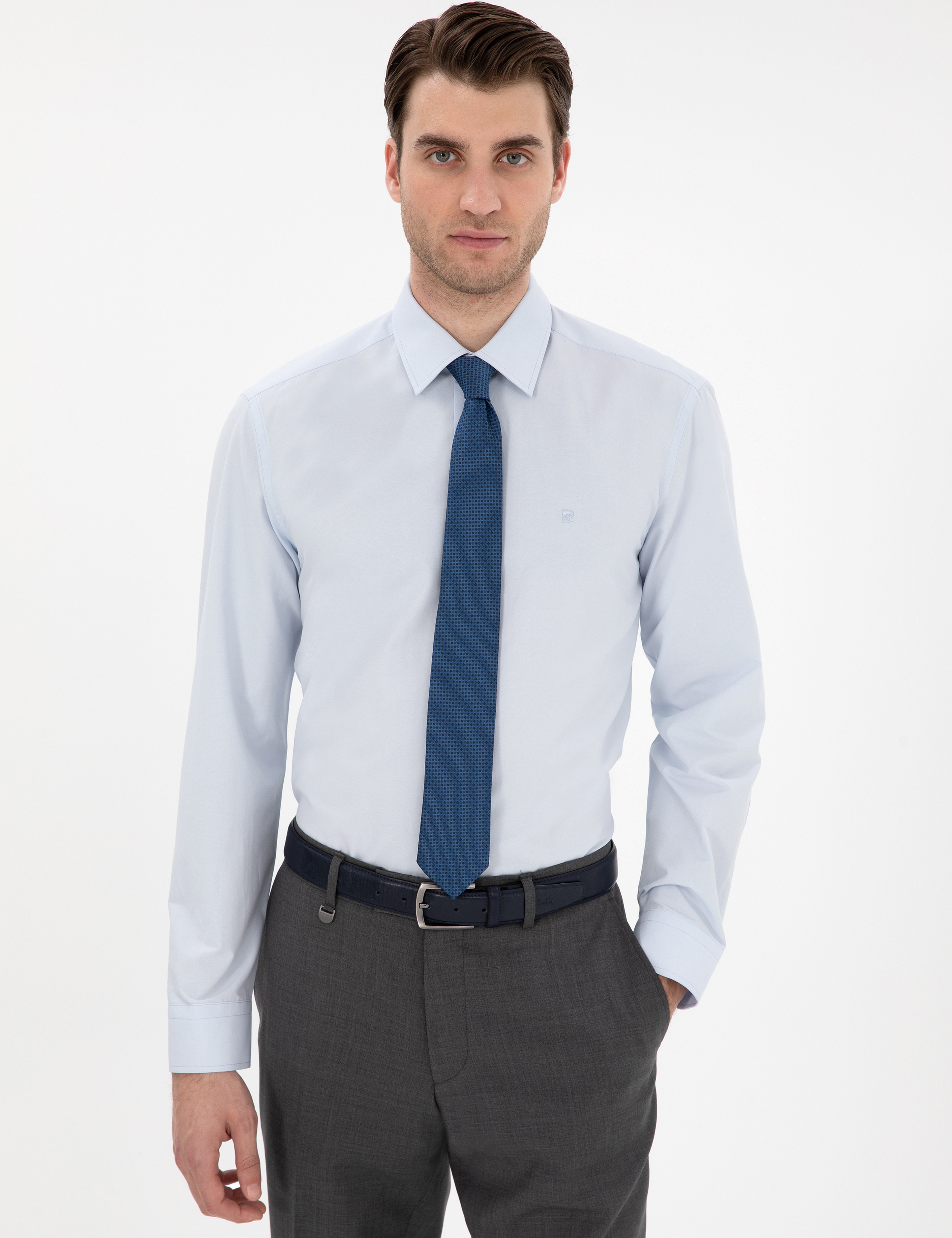 Açık Mavi Regular Fit Uzun Kollu Basic Gömlek - Image 3