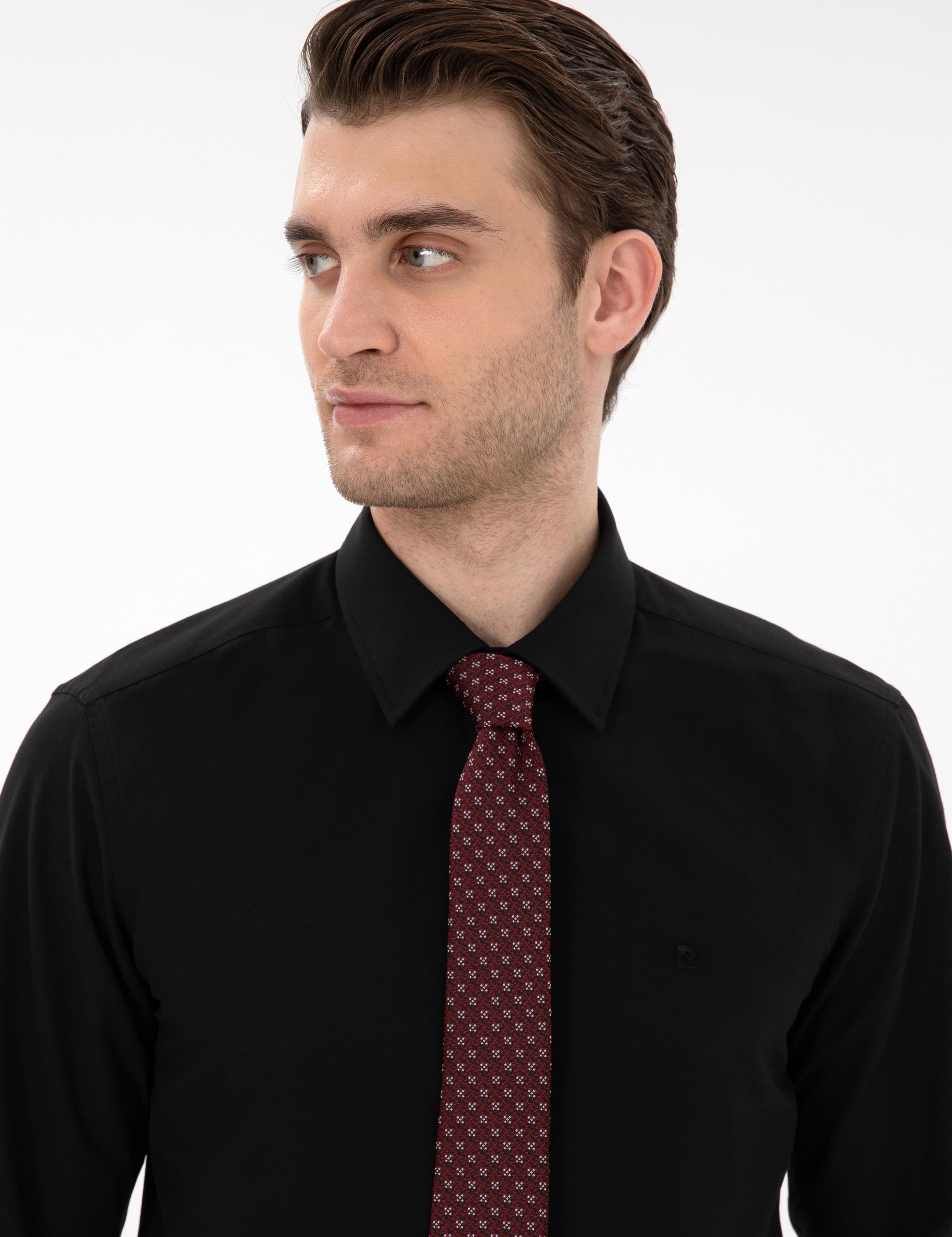 Siyah Slim Fit Uzun Kollu Basic Gömlek