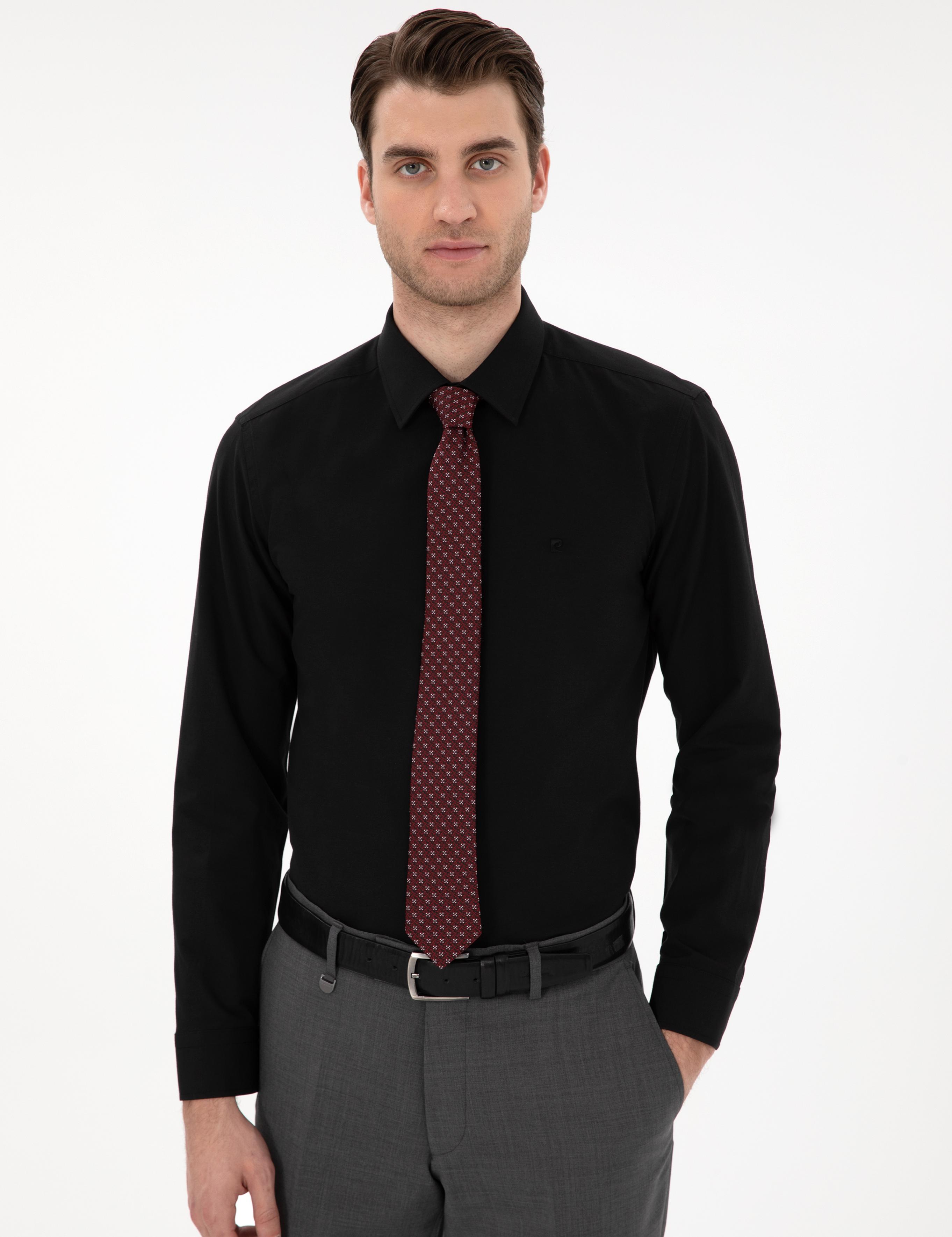 Siyah Slim Fit Uzun Kollu Basic Gömlek