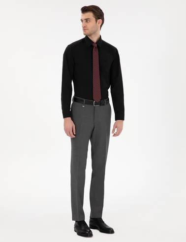 Siyah Slim Fit Uzun Kollu Basic Gömlek