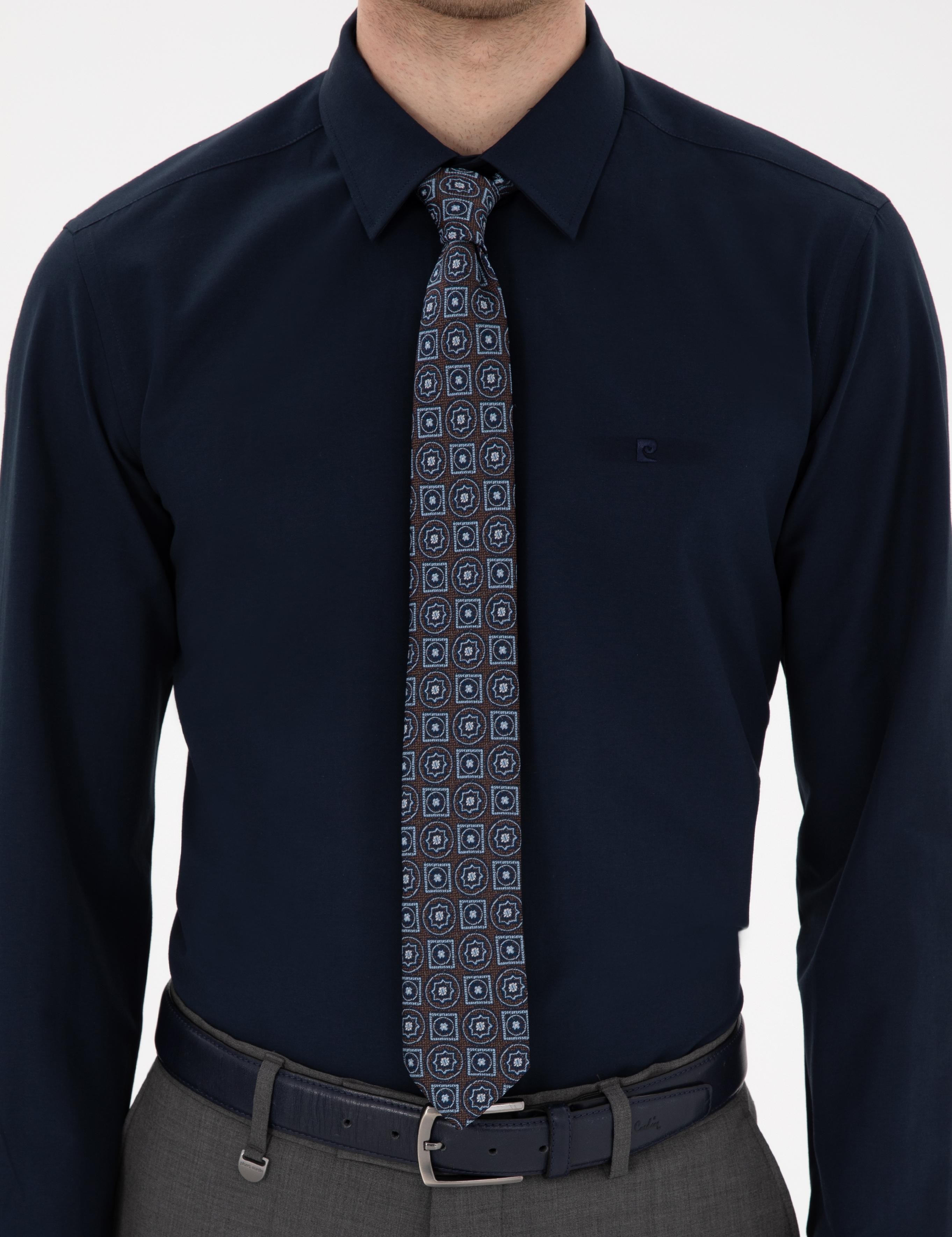 Lacivert Slim Fit Uzun Kollu Basic Gömlek