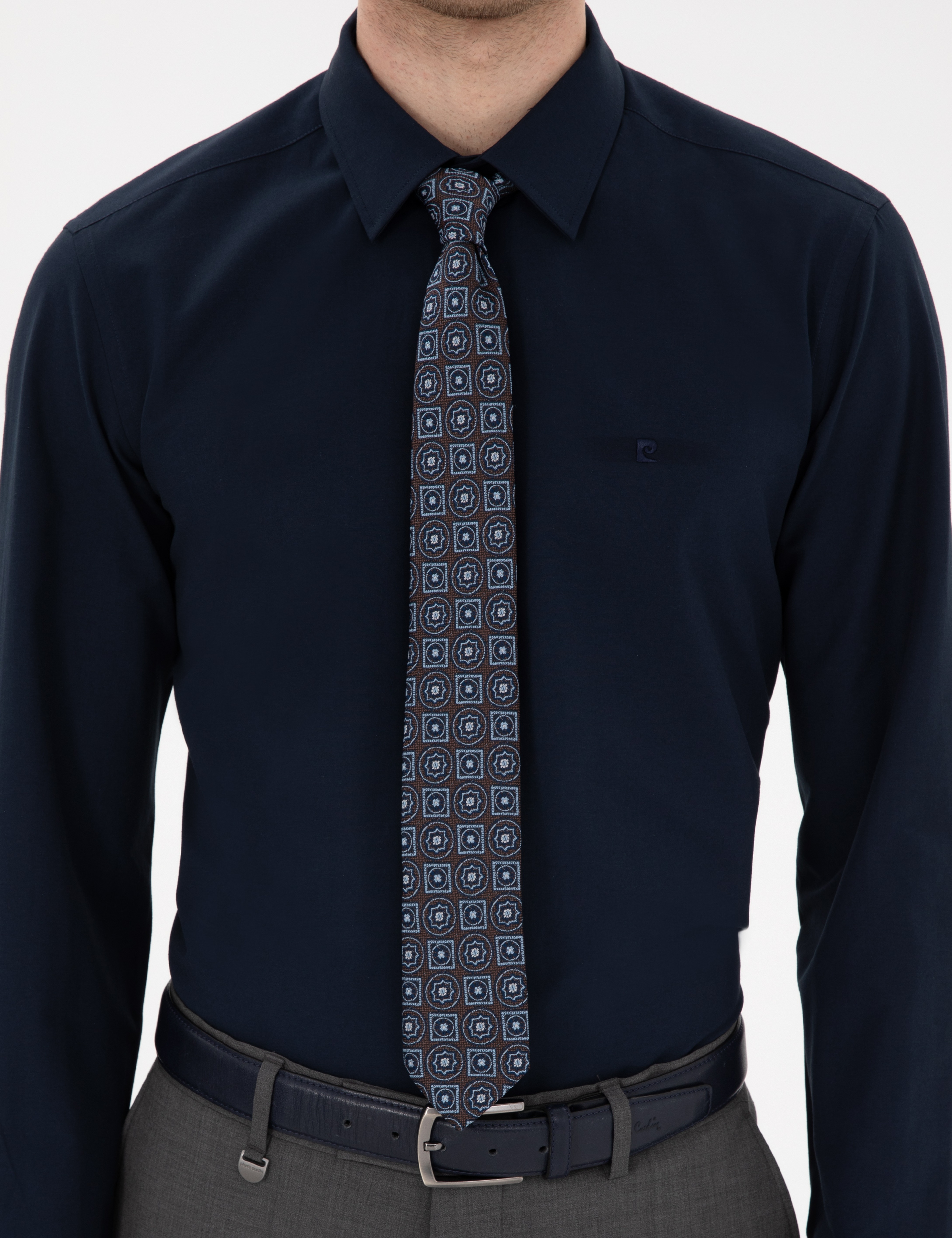 Lacivert Slim Fit Uzun Kollu Basic Gömlek - Image 5