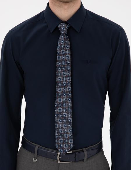 Lacivert Slim Fit Uzun Kollu Basic Gömlek - 50307297025