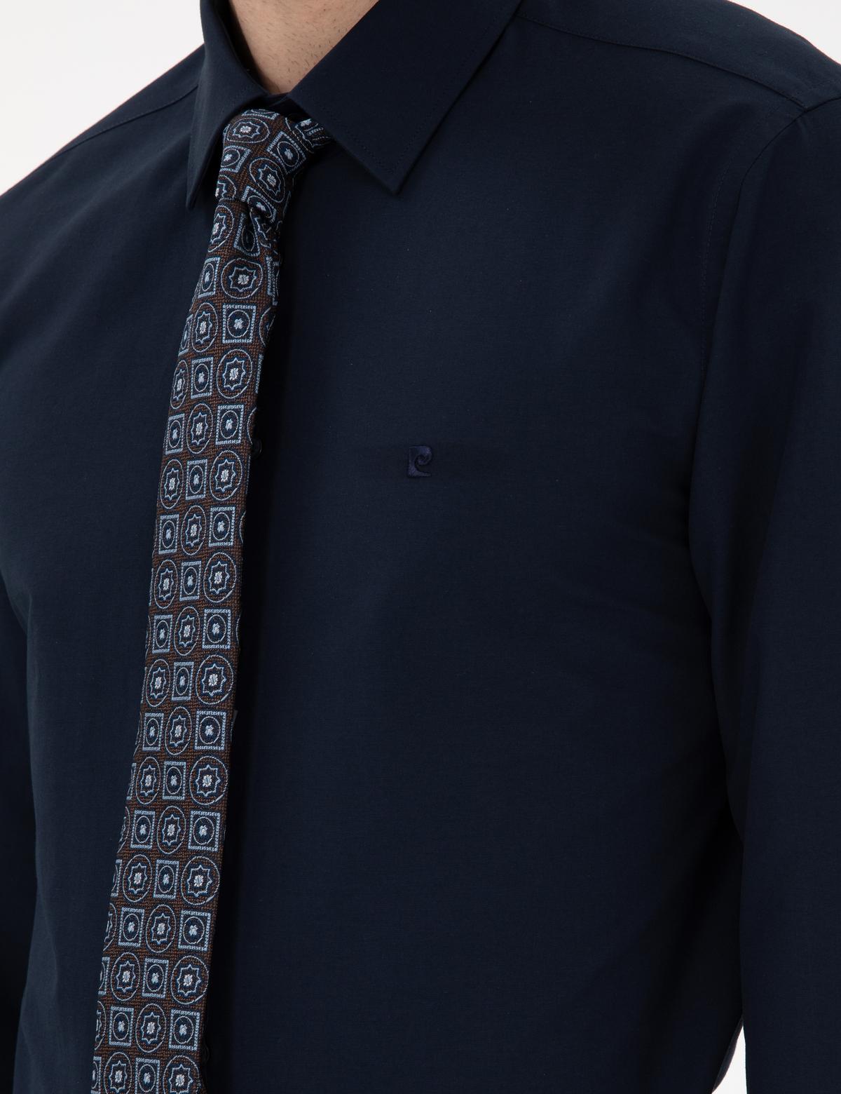 Lacivert Slim Fit Uzun Kollu Basic Gömlek - 50307297025