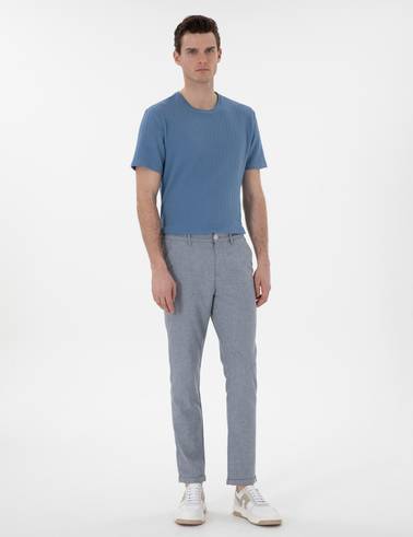 Mavi Slim Fit Keten Karışımlı Kanvas Pantolon