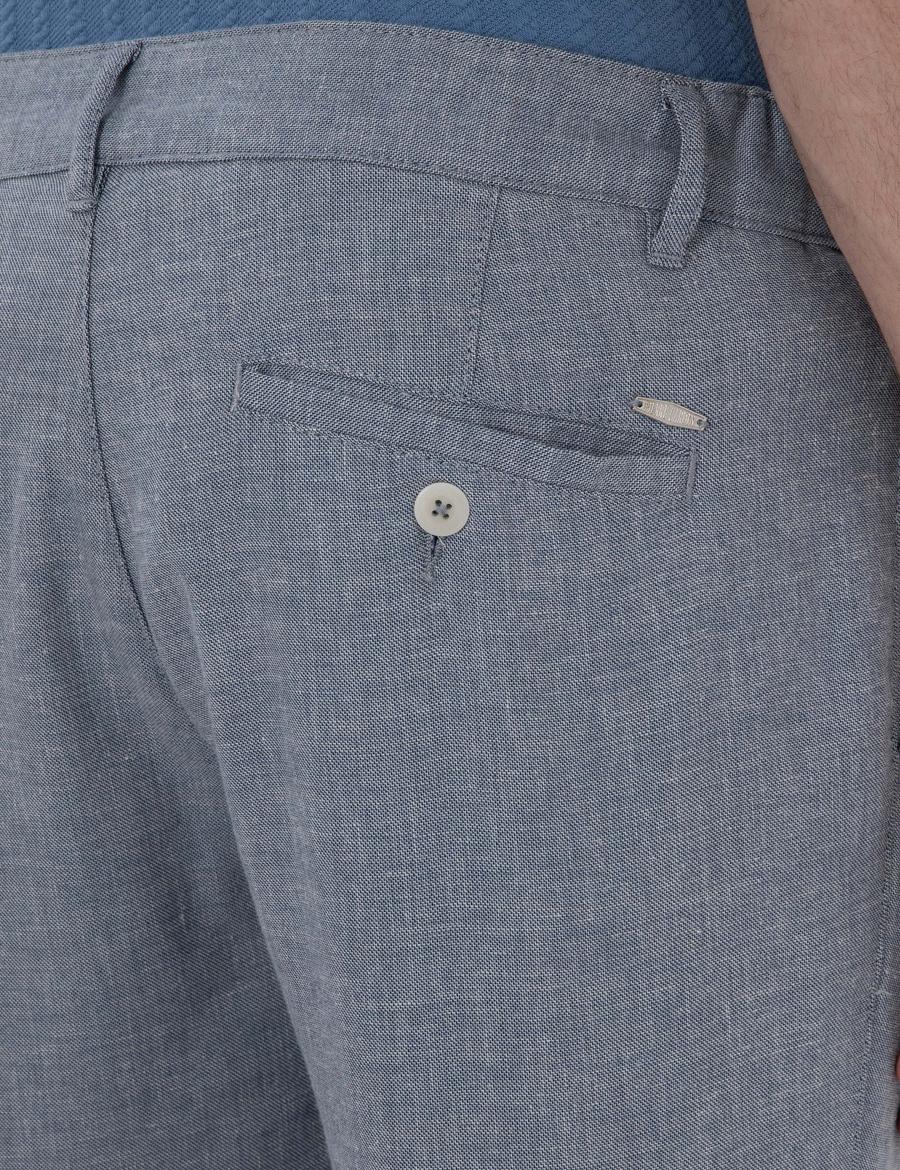 Mavi Slim Fit Keten Karışımlı Kanvas Pantolon