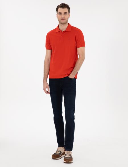 Nar Çiçeği Slim Fit %100 Pamuk Polo Yaka Basic Tişört - 50306448038