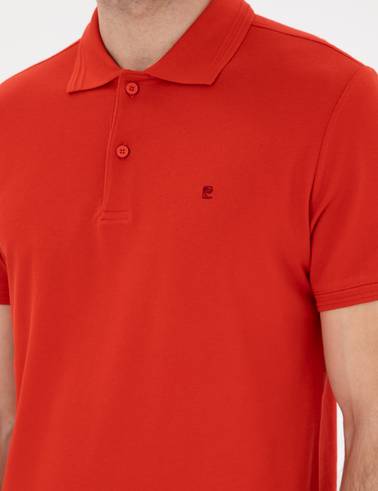 Kırmızı Slim Fit %100 Pamuk Polo Yaka Basic Tişört